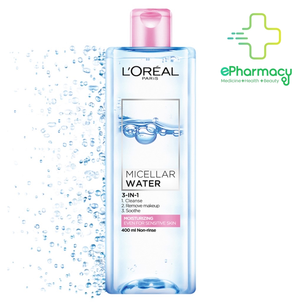Nước tẩy trang LOreal HỒNG dưỡng ẩm cho da nhạy cảm - LOreal Paris 3-in