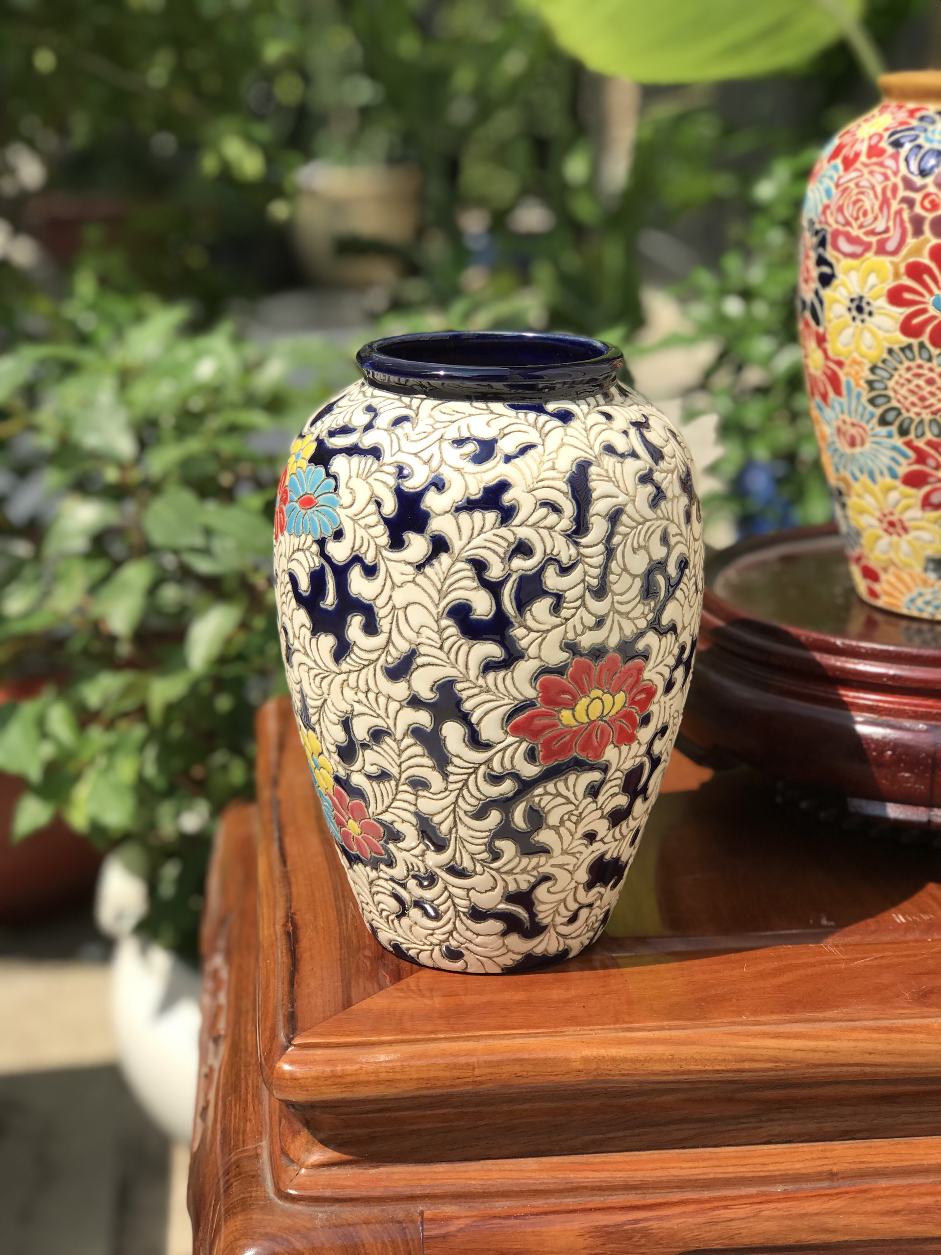 Bình bách hoa và dây lá gốm sứ biên hòa 22cm