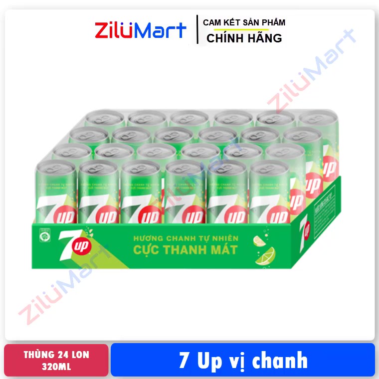 Nước ngọt 7 Up vị chanh (thùng 24 lon) loại 320ml