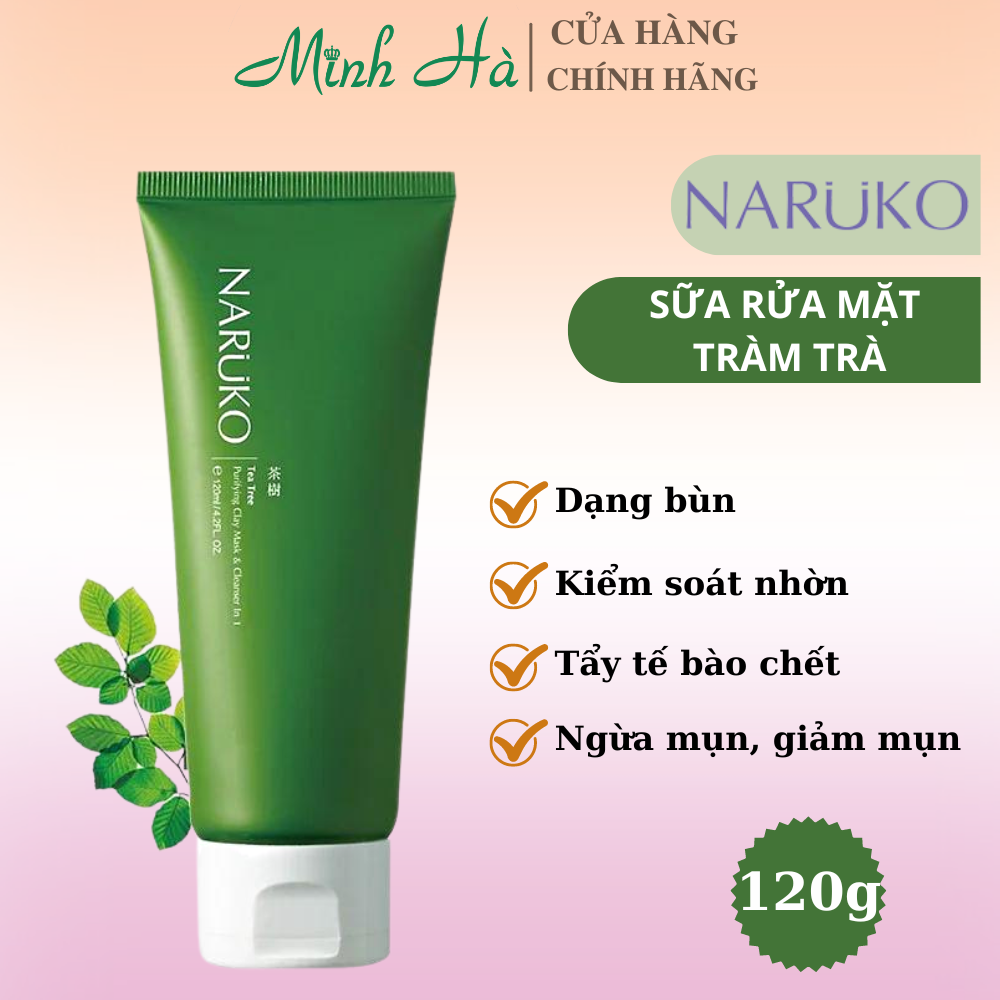 Sữa rửa mặt Naruko Tea Tree Purifying Clay Mask & Cleanser 120g cho da dầu mụn