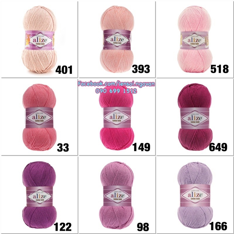 Combo 10 cuộn len Alize Cotton Gold Thổ Nhĩ Kì