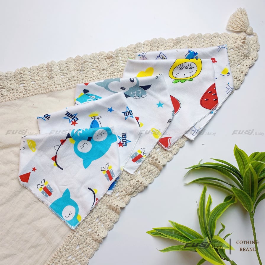 10 Khăn Tam Giác Cotton Có Cúc Bấm