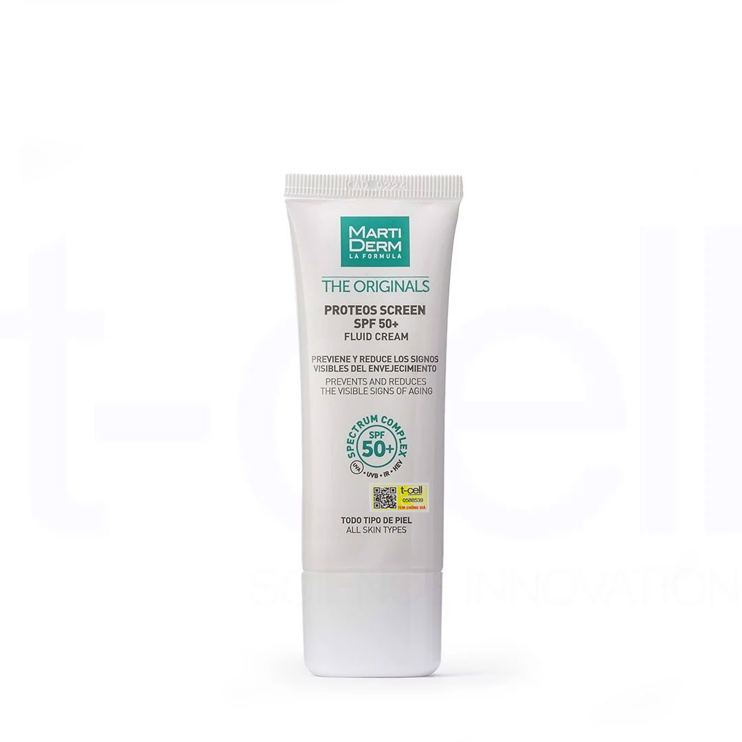 Kem Chống Nắng Phổ Rộng Toàn Diện Ngừa Lão Hóa, Phòng Chống Nám Quay Lại - MartiDerm The Originals Proteos Screen SPF50+ Fluid Cream