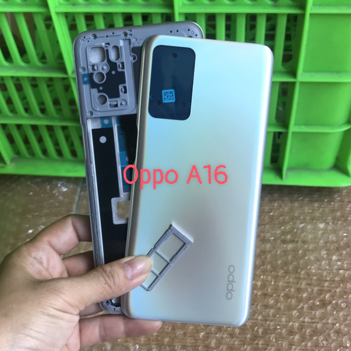 Bộ vỏ oppo a16 zin có khay sim+kính camera