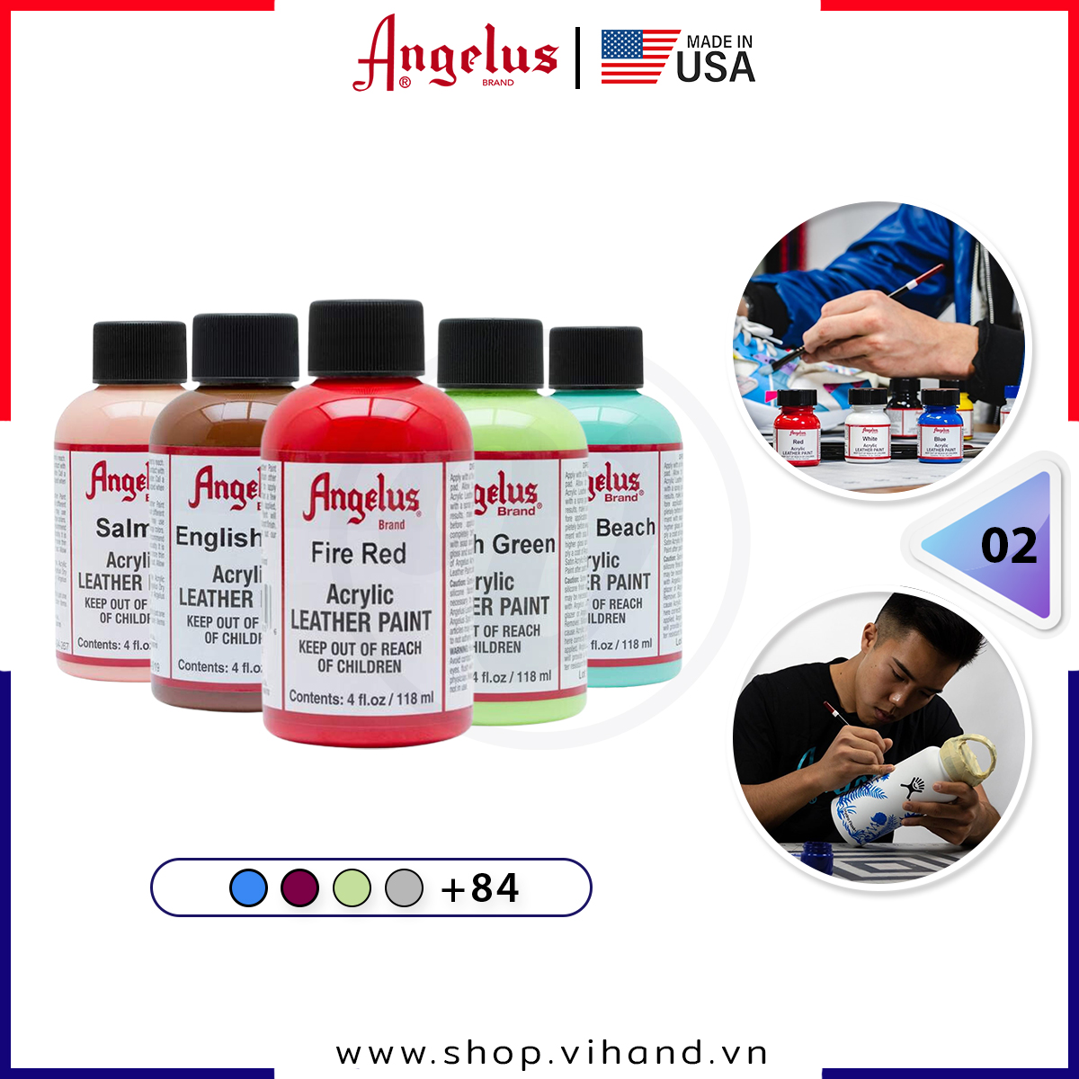 [HCM]Màu vẽ da vải Angelus Leather Paint (Standard) - 118ml (4Oz)