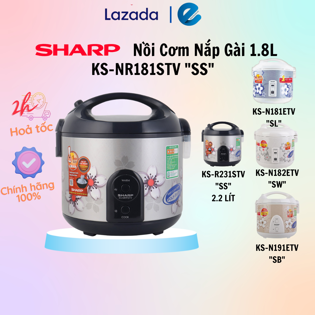Nồi Cơm Điện Sharp KS-NR181STV SS - 1.8 Lít - Hàng chính hãng