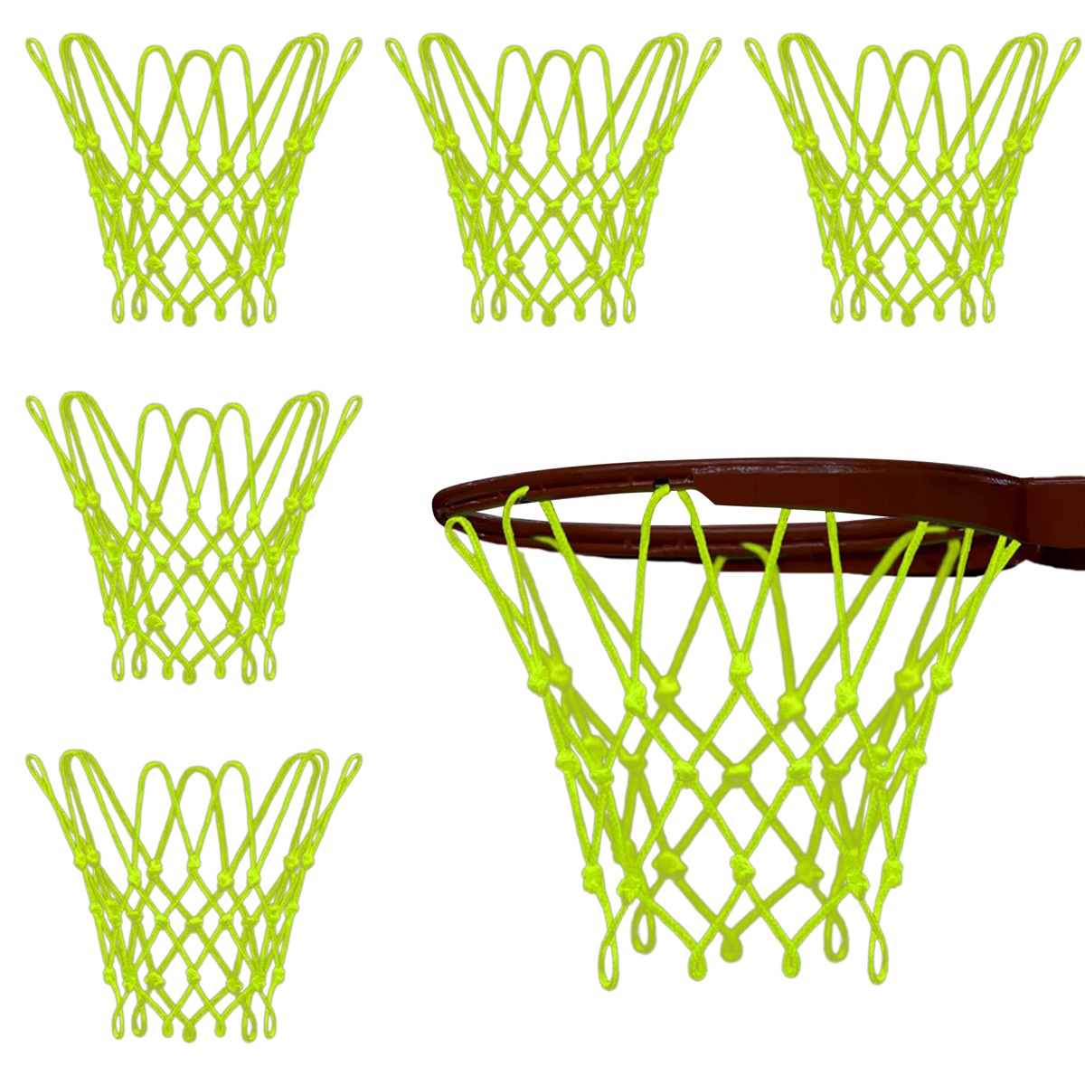 6 Pcs Nightlight Basketball Hoop Net Sun Powered Luminous Sports