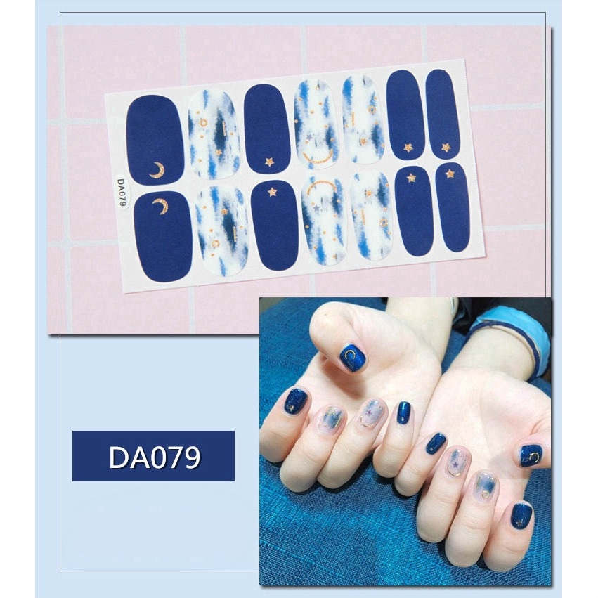 Set 14 Nhãn Dán Móng, Sticker Dán Móng tông xanh 💖💖💖