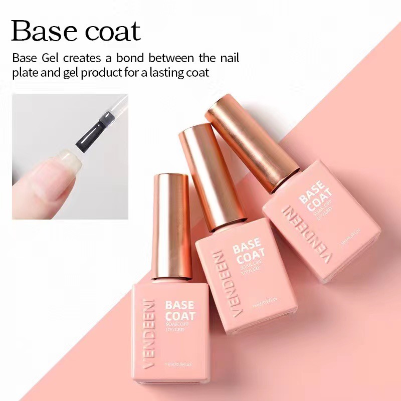 Sơn gel top base cứng móng top lì ko lem trắng đen vendeeni