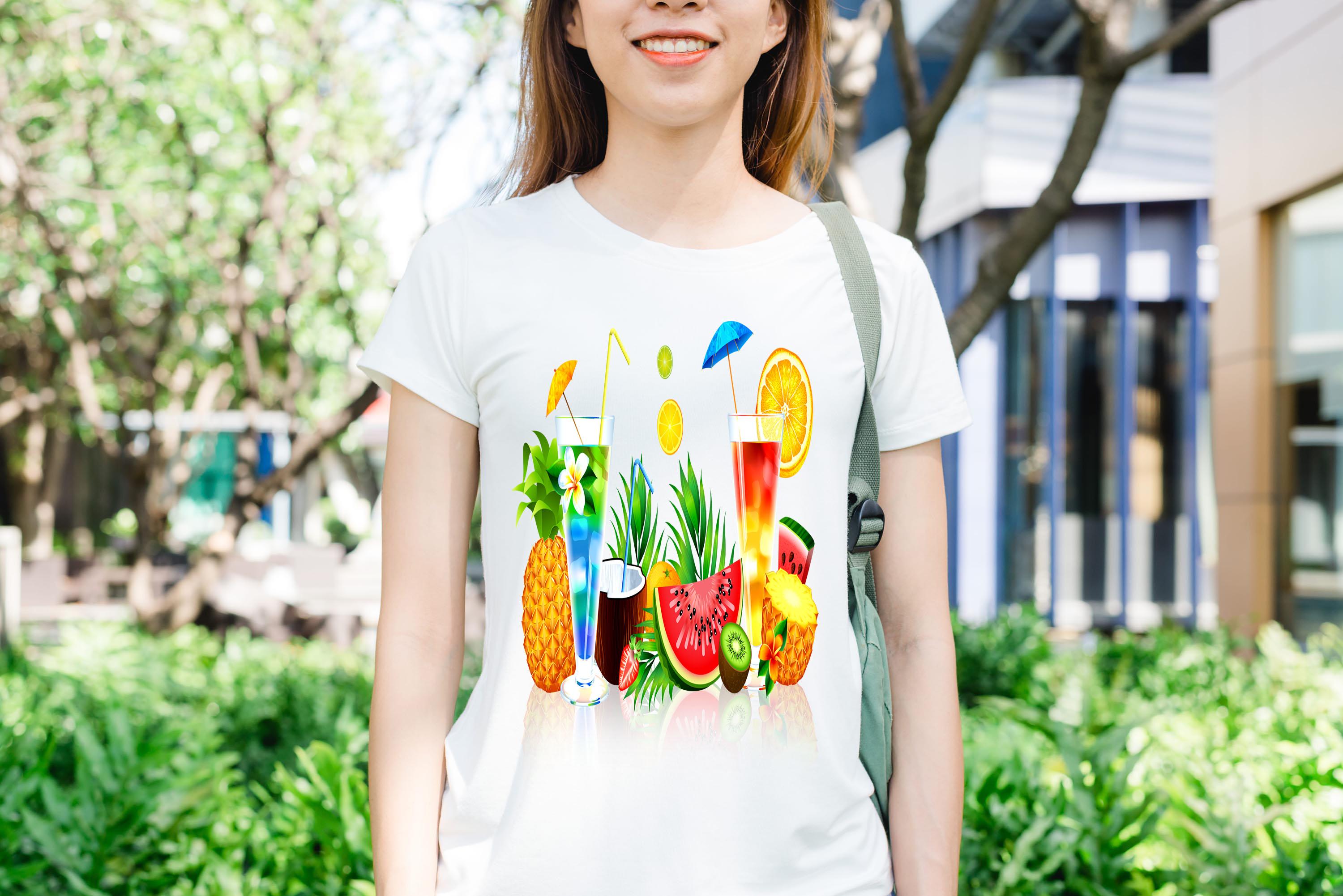 [HCM]Áo thun in hình nhiều ly nước ép trái cây