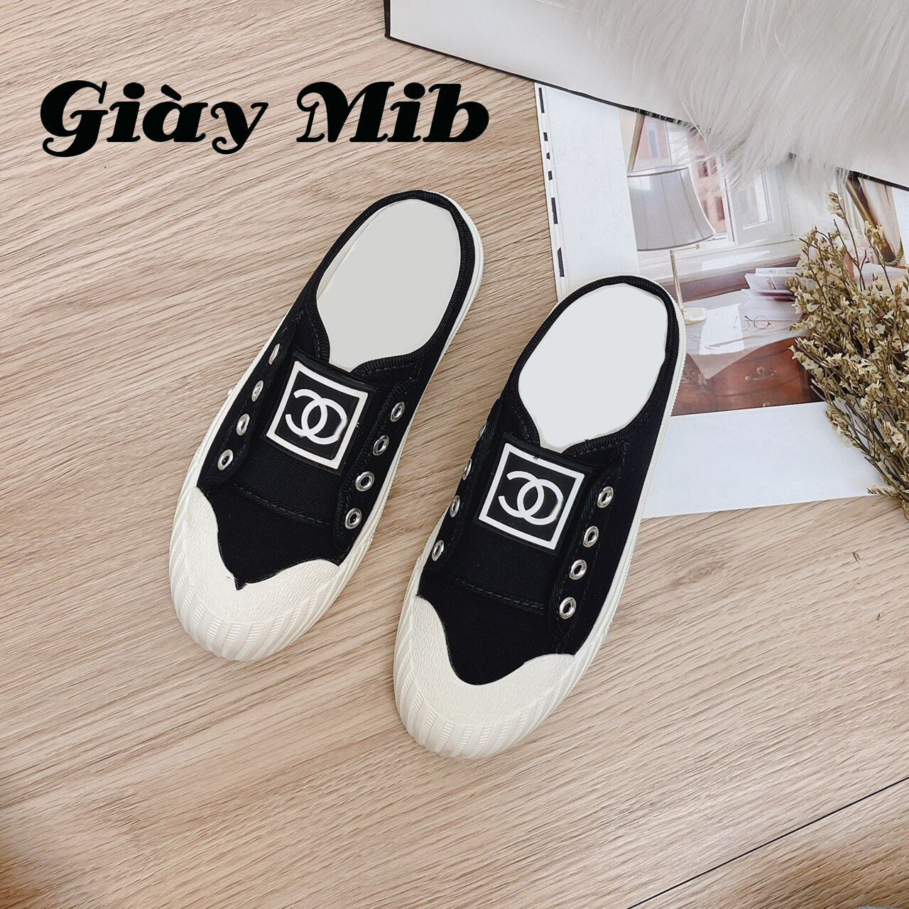 Giày Sụ thể Thao Đạp Gót Nữ Không Dây Channneell