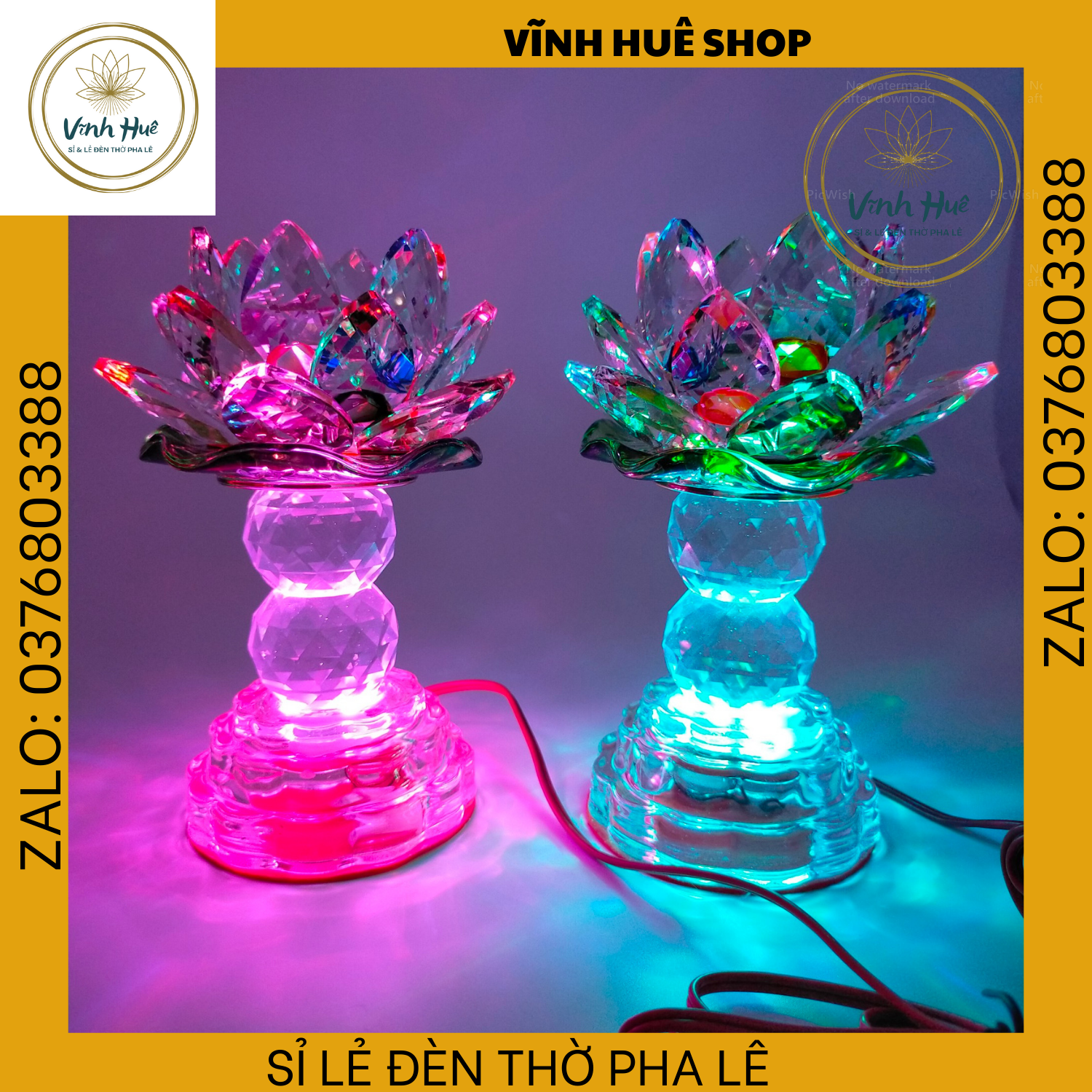 ĐÈN THỜ  PHA LÊ LÁ SEN, MẠCH NHIỀU MÀU, ĐÈN THỜ CÚNG
