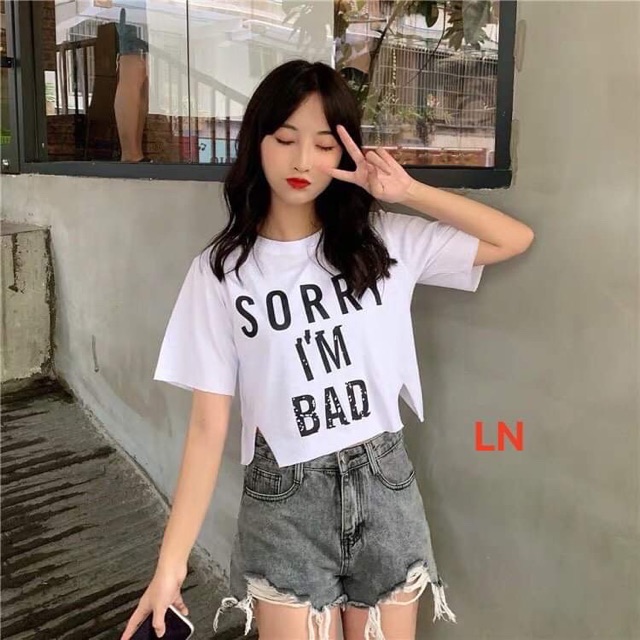 Áo croptop sorry ngắn tay lng0220