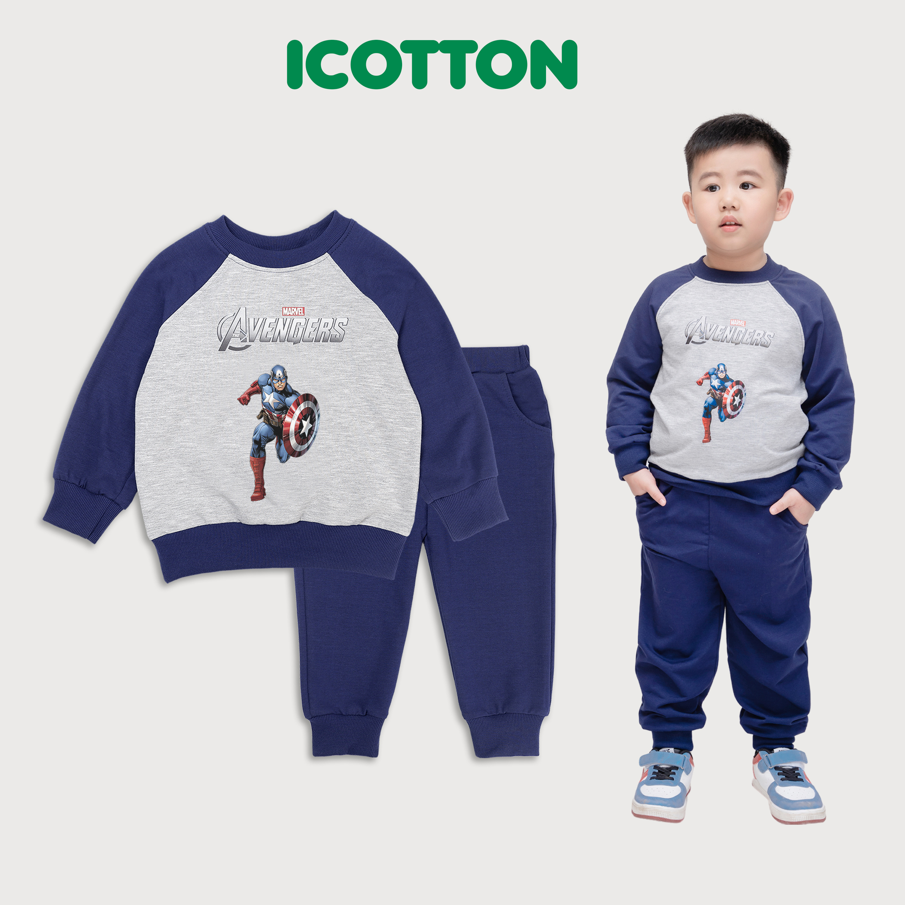 Bộ phông bé trai siêu anh hùng Xanh tím than BT161