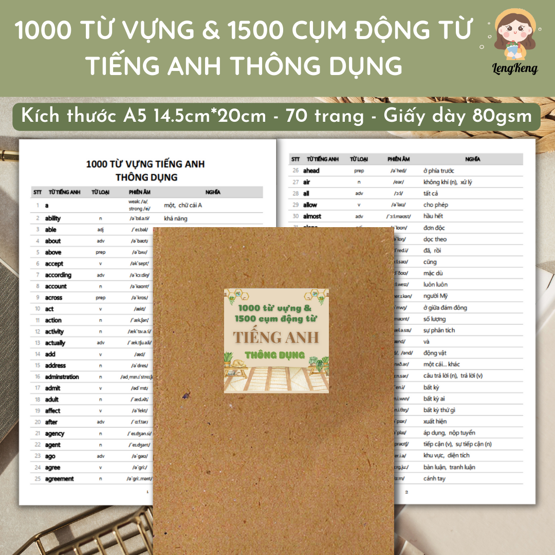 1000 từ vựng & 1500 cụm động từ tiếng Anh thông dụng - Luyện học tiếng Anh