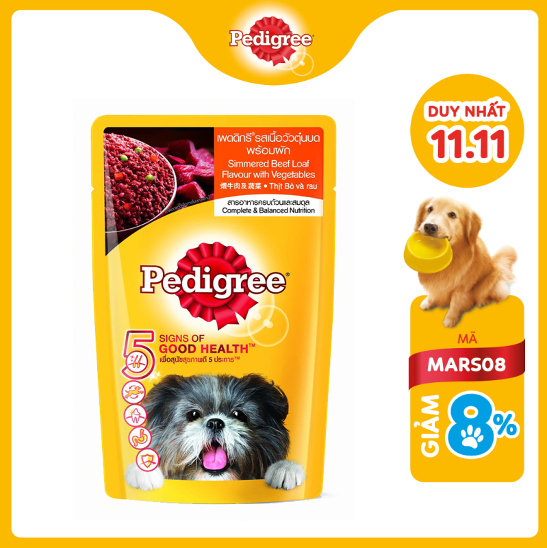 Thức ăn cho chó lớn dạng sốt Pedigree vị bò và rau củ 130g