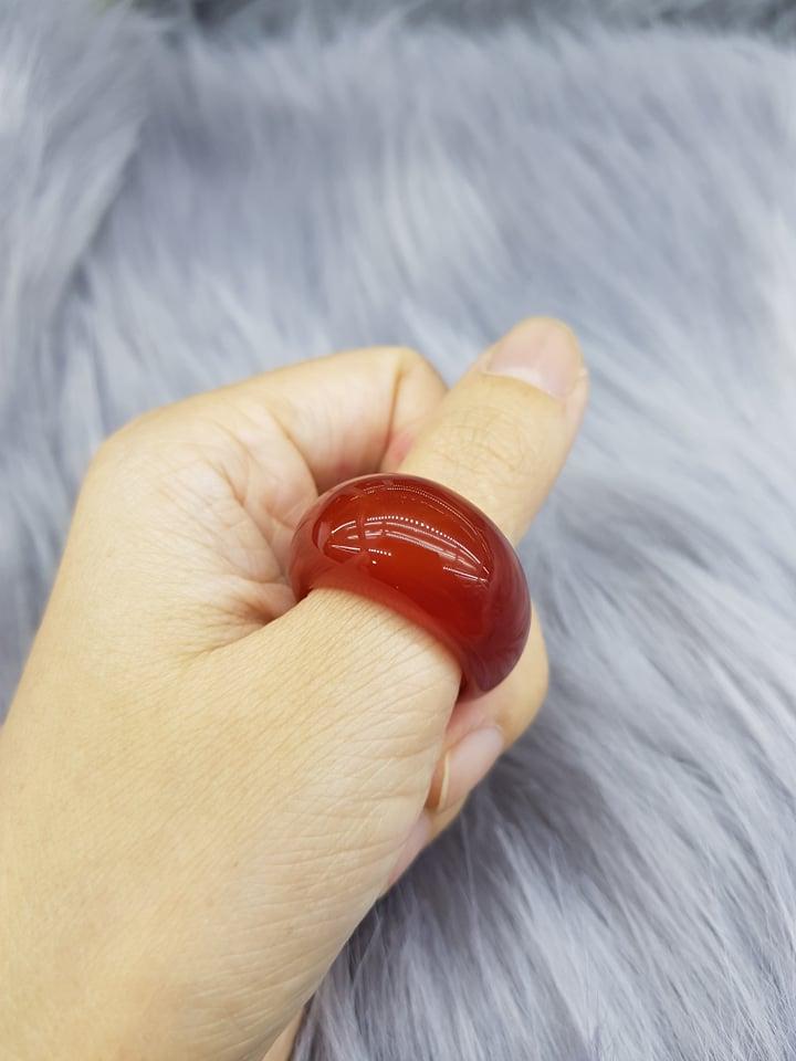 Nhẫn Nam Đá Mã Não Tự Nhiên Màu Đỏ