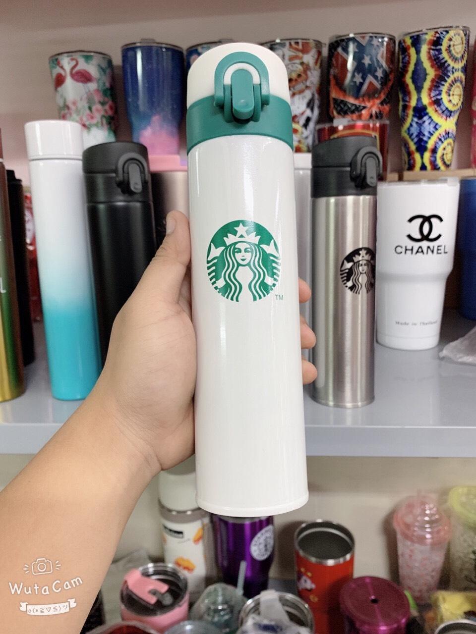 [HCM][ĐƯỢC CHỌN MÀU] Bình Giữ Nhiệt Nút bấm Starbucks 400ml siêu hót