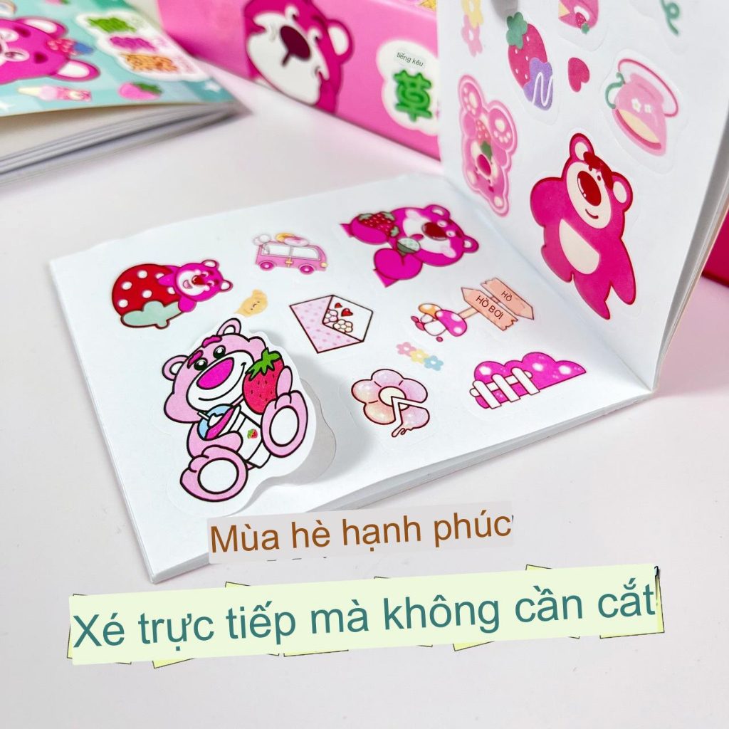 sticker sổ gấu dâu ( 1 cuốn 12 trang)