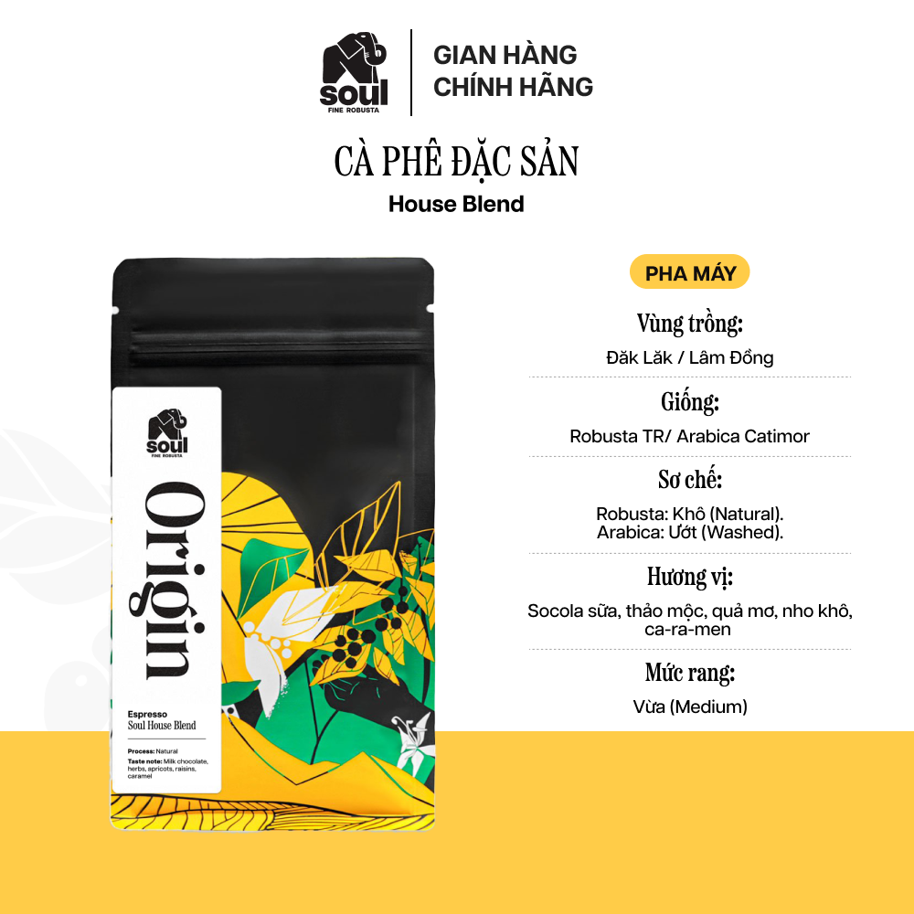 SOUL SPECIALTY COFFEE | Dòng cà phê đặc sản SPECIALTY ARABICA Đăk Lăk / Lâm Đồng | Arabica Catimor sơ chế ướt (washed) - Robusta TR sơ chế khô (Natural) - House Blend | Cà phê pha máy chất lượng thơm ngon
