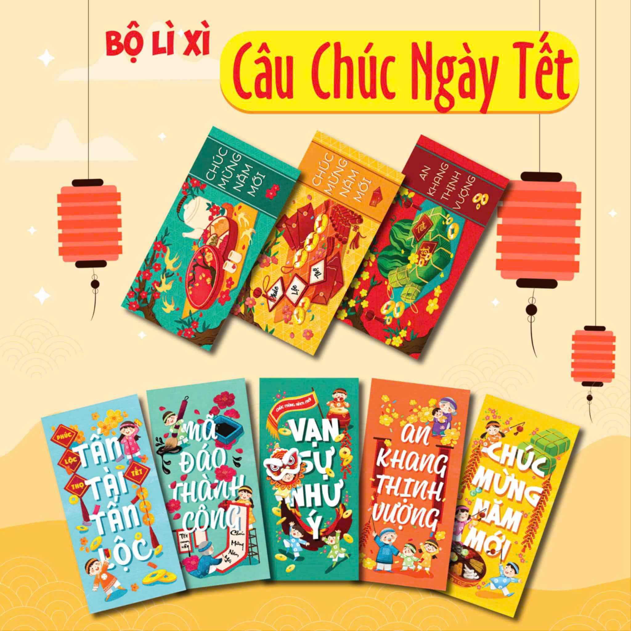 [QUÀ TẶNG KHÔNG BÁN] Combo 10 Bao Lì Xì Câu Chúc Tết Năm 2025
