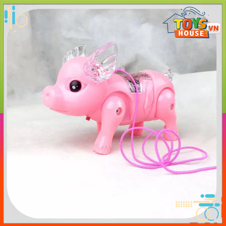 ( FREE SHIP - MUA 1 TẶNG 1 ) Đồ chơi chú HEO ( Lợn) biết đi có dây dắt ( chạy pin )