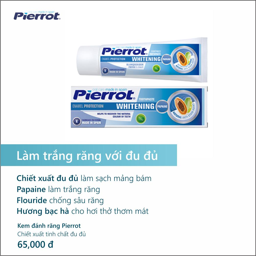 [ Mua 2 tặng 1 bàn chải pierrot ] Kem đánh răng Pierrot làm trắng răng 75ML
