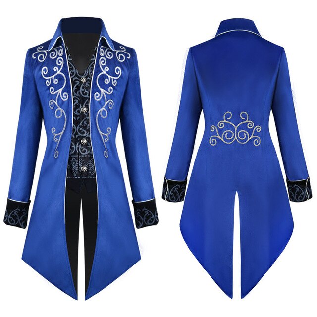 Gothic Steampunk Vintage Medieval Vampire Devil Red Coat Trench Cosplay Costume Victorian Court Nobles Tailcoat Overcoat