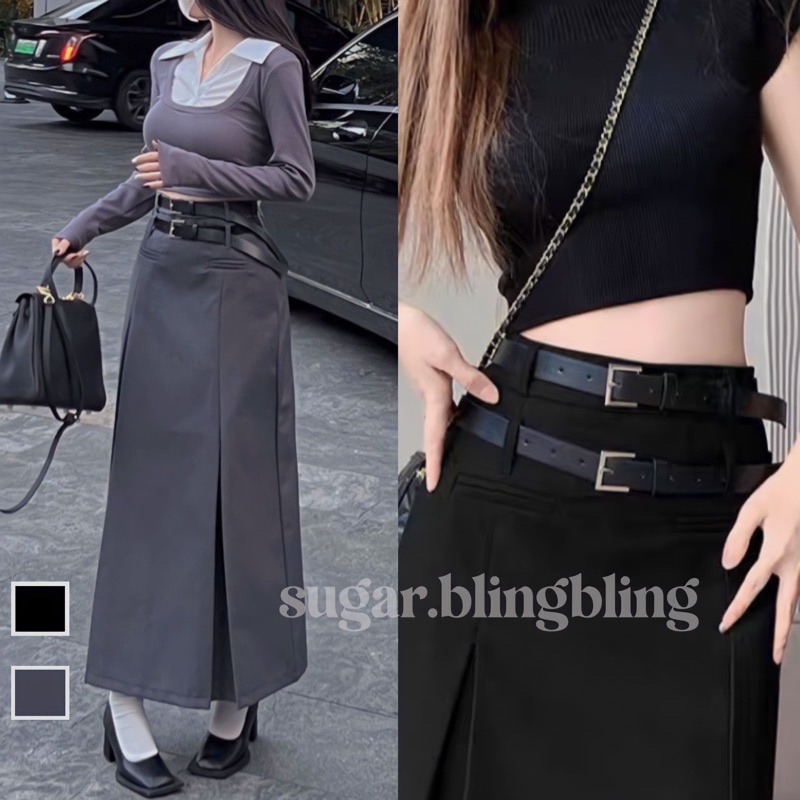 Chân váy dài 2 cạp tặng kèm cặp thắt lưng | sugarblingbling