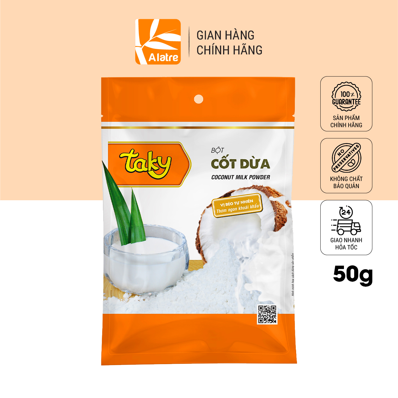 Tai Ky Coconut Milk Powder, 50g Pack (100% Coconut Milk)