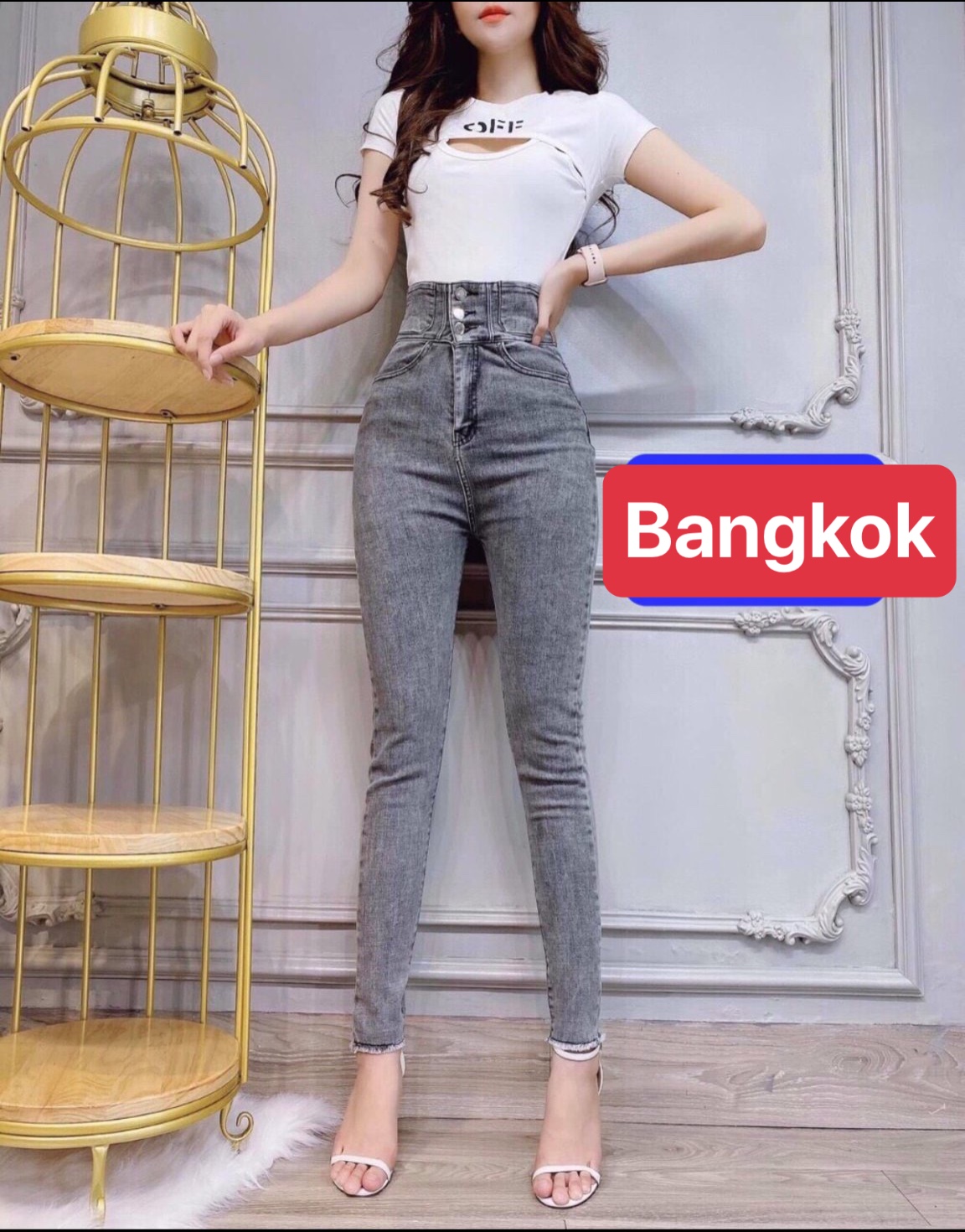 QUẦN JEAN NỮ CHẤT BÒ XÁM BẠC 3 CÚC KIỂU HOT TREND THÁI LAN DB-1069 - TÝ GOLD 2020