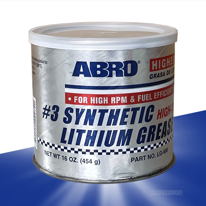 Mỡ bò Abro LG-990 Synthetic Lithium Grease 454g - Chịu nhiệt 288 độ C