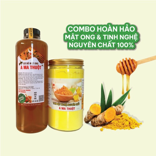 Combo 500ml mật ong và 250g tinh bột nghệ nguyên chất DakLak hiệu A Ma Thuột