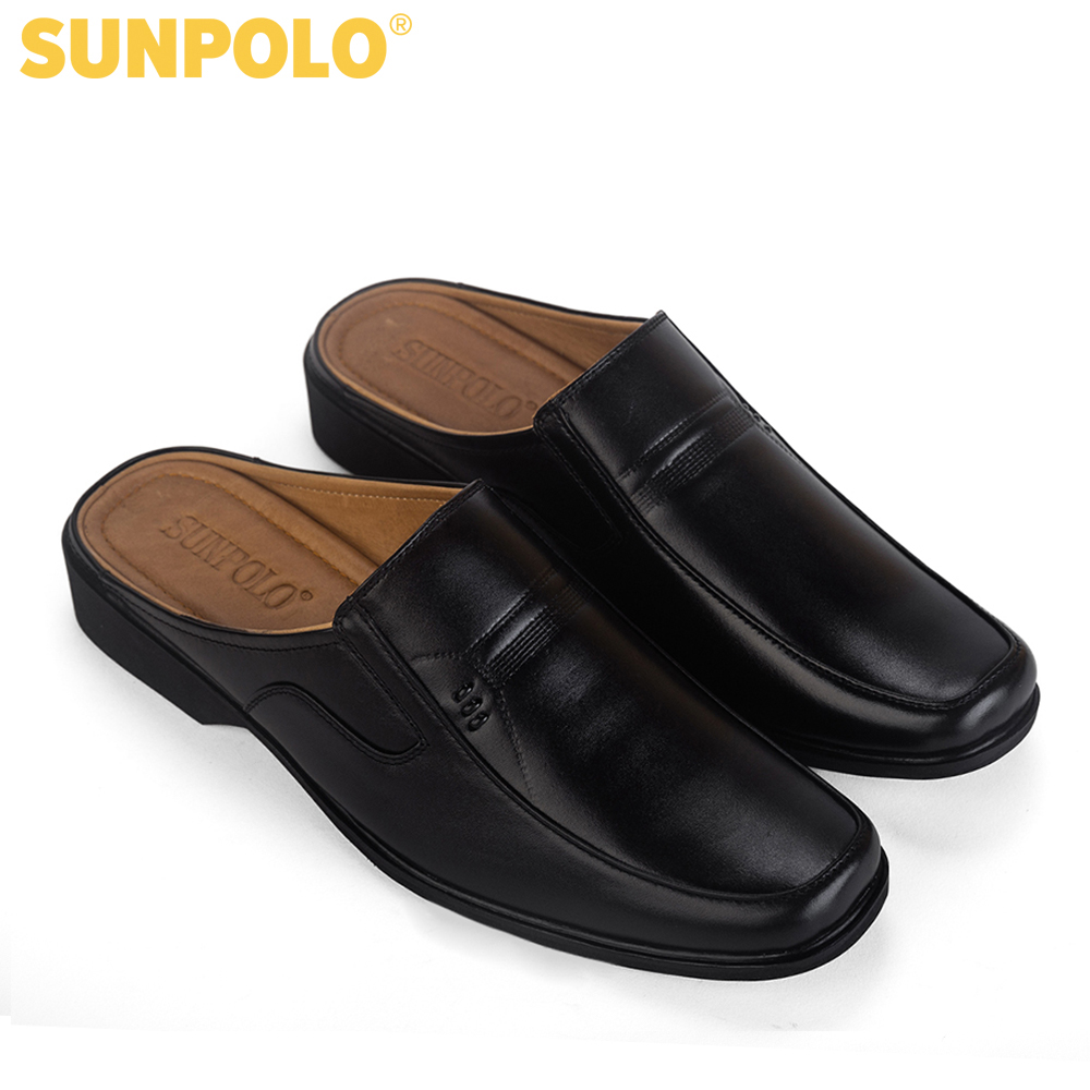 Dép Sapo Nam Da Bò SUNPOLO SPO001 (Đen, Nâu)
