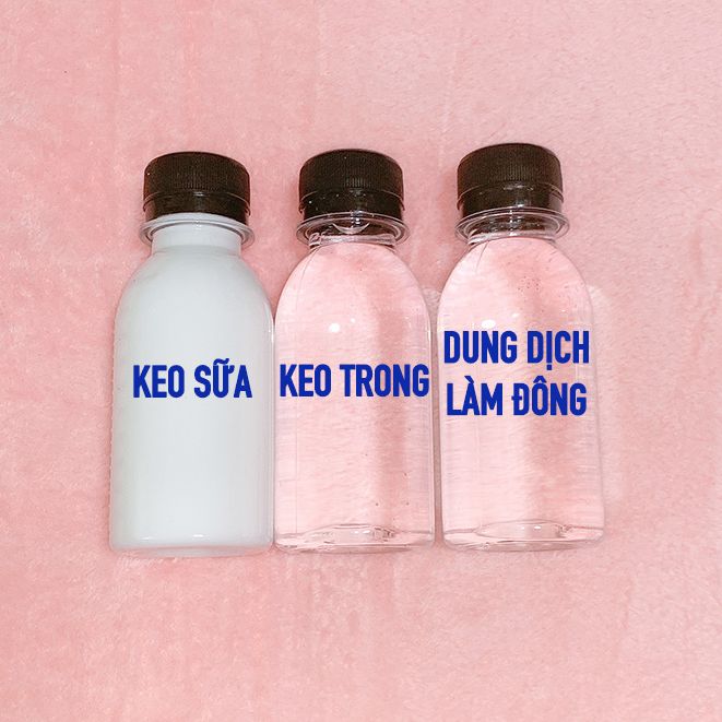 Combo 3 Chai Keo trong + Keo sữa + Dung dịch Làm Đông Slime 100ml