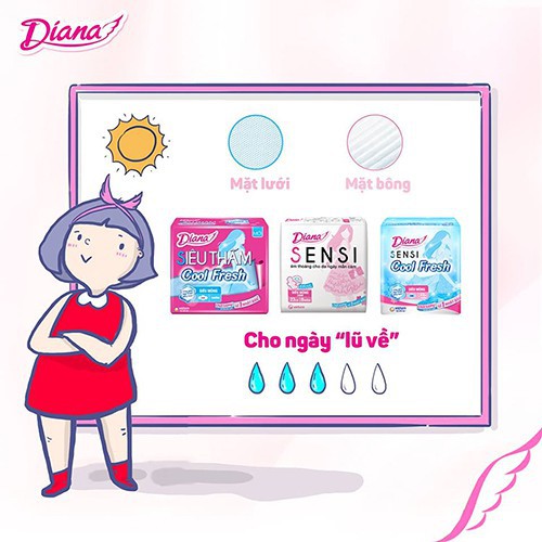 Lốc 6 Gói BVS Diana siêu mỏng cánh