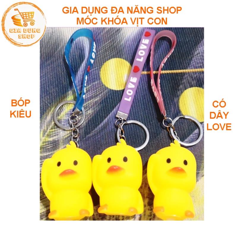 Móc khóa vịt con bóp kêu dễ thương