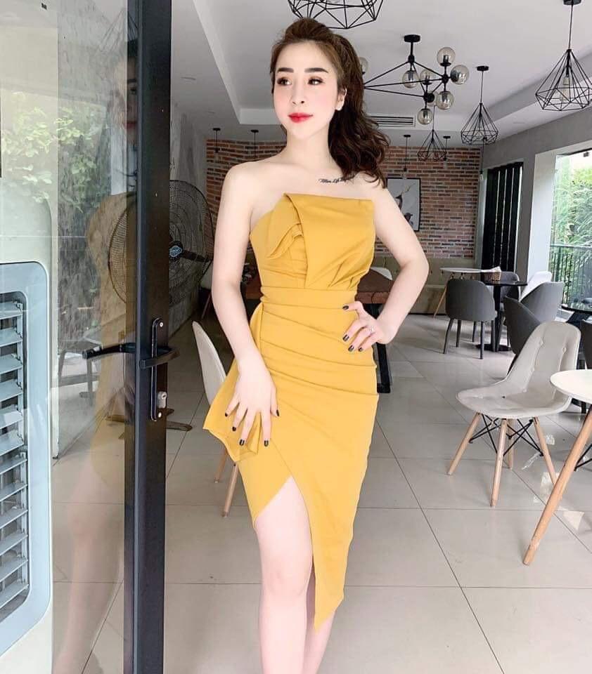 [HCM]Đầm ôm dáng xẻ tà thời trang nữ-Đầm ôm body cát hàn HANA LĐ 0619