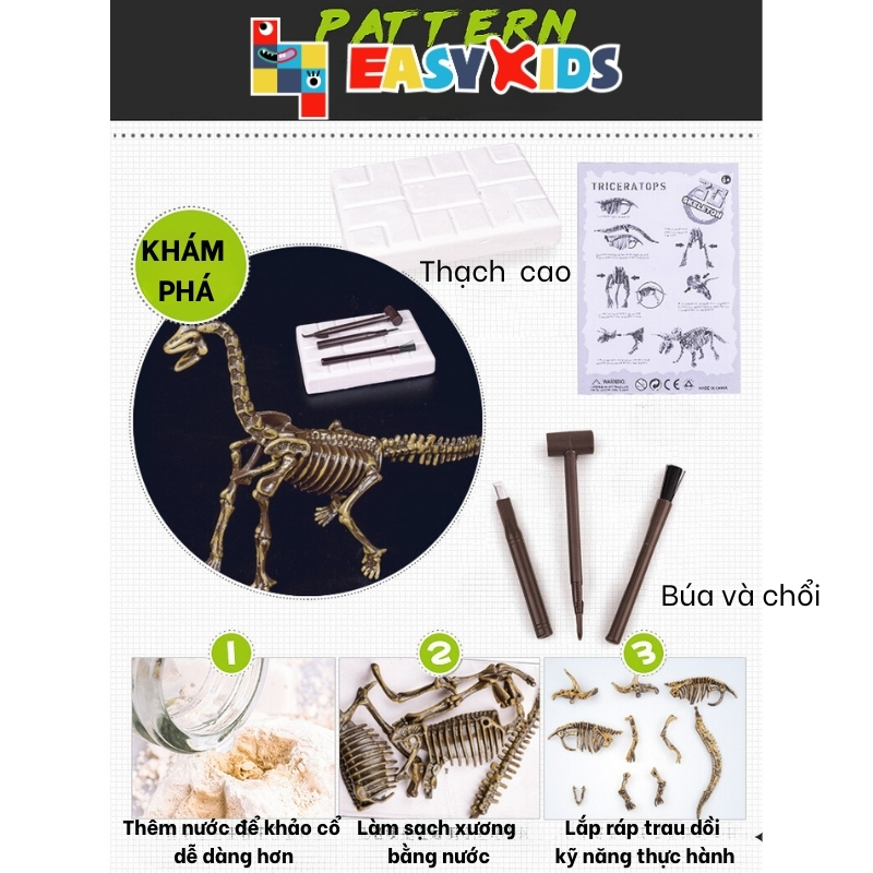 Đồ Chơi Nhập Vai Khảo Cổ Khai Quật Đào Hóa Thạch Khủng Long Cho Bé