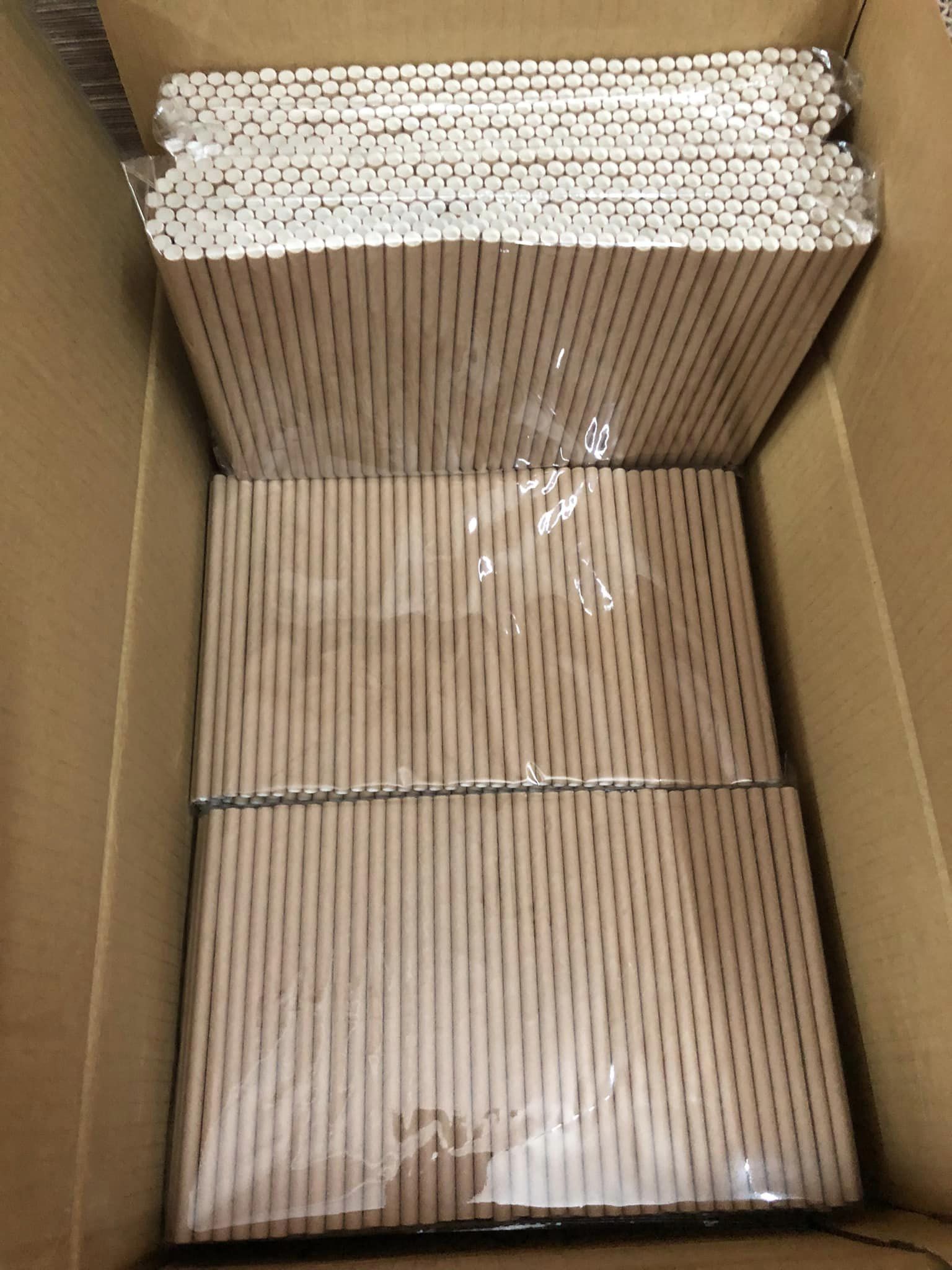 500 Ống hút giấy kraft 6 x 197mm