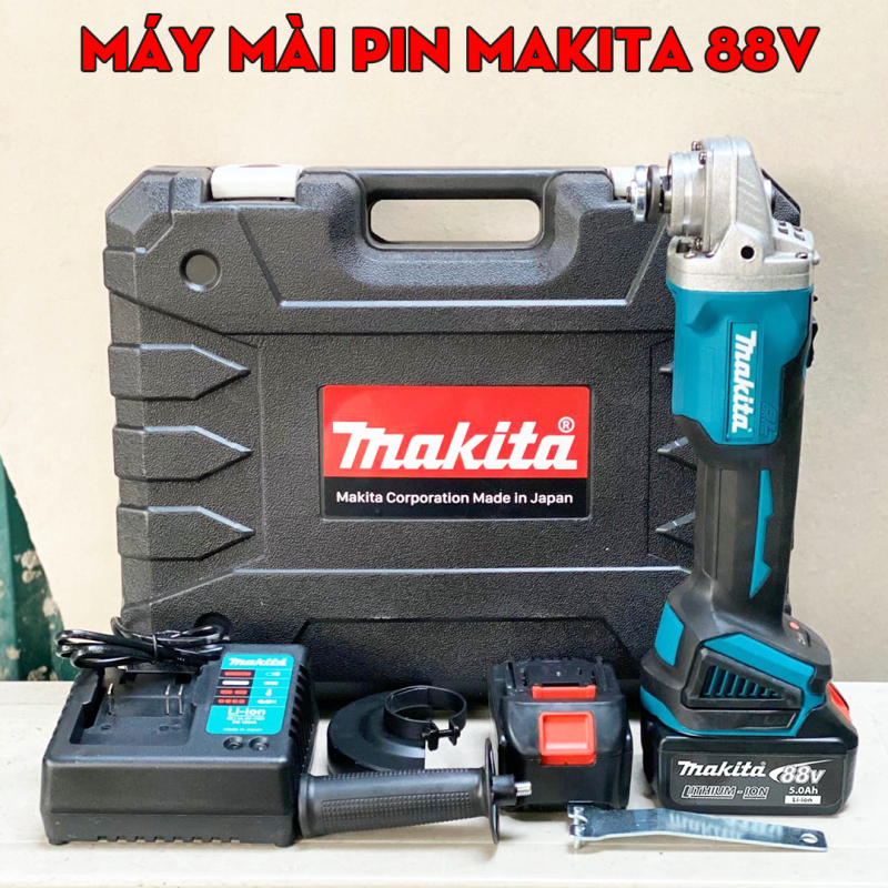 Máy Mài Pin Makita Không Chổi Than- Máy cắt góc Makita 88V - Full box 2 pin chuẩn 10 CELL