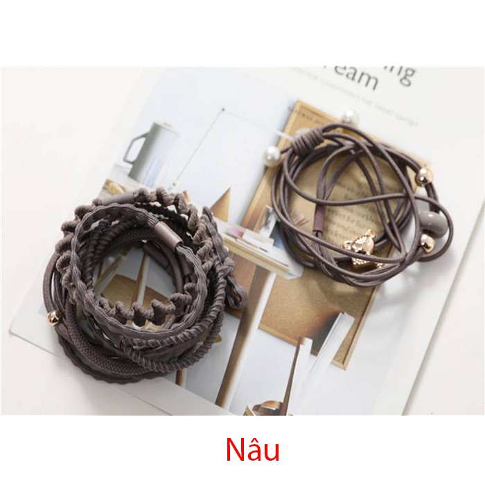 Bộ 12 dây thun cột tóc nữ phong cách Hàn Quốc cao cấp