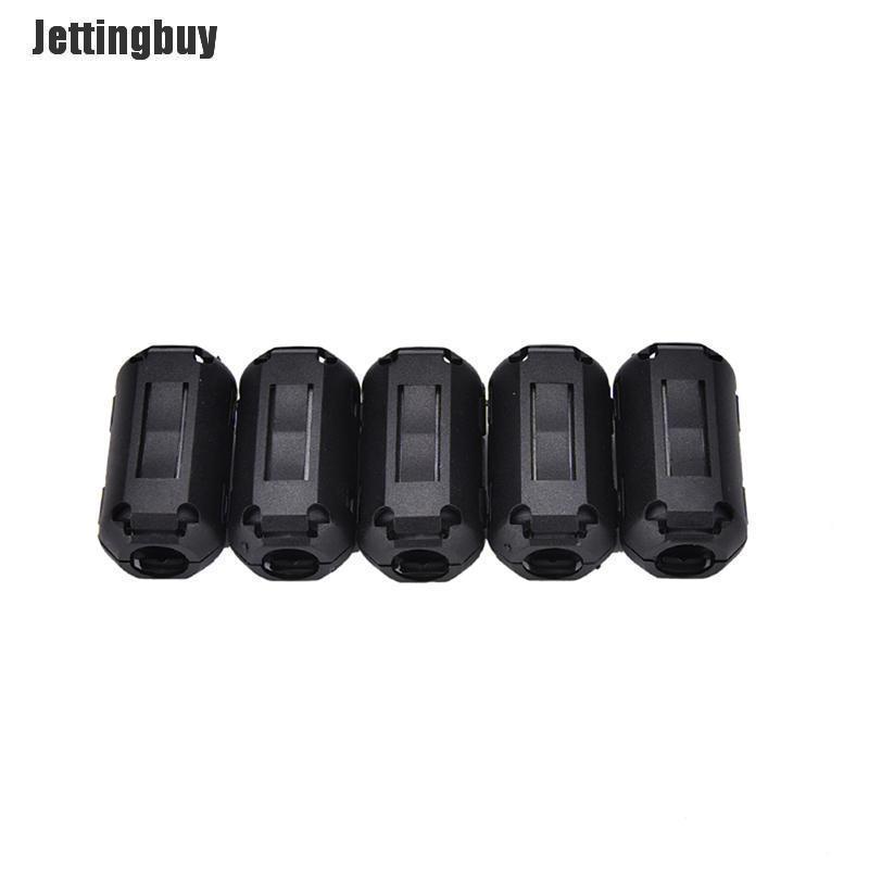 Jettingbuy  5pcs 3.5mm Noise Suppressor EMI RFI Clip Choke Ferrite Core Cable Filter Black