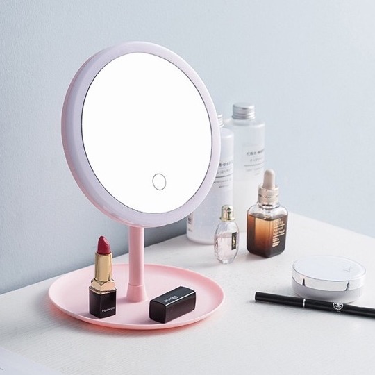 USB rechargeable LED makeup mirror (multicolor)-[stylish makeup mirror touch up mirror cute makeup mirror folding Mirror]