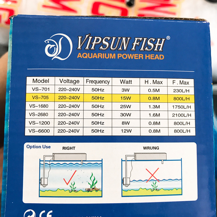 Máy Bơm, Máy Lọc Nước RS, VS-705 15w Cho Hồ Cá Cảnh, Hồ Thủy Sinh, Mẫu Này Chỉ Có Máy