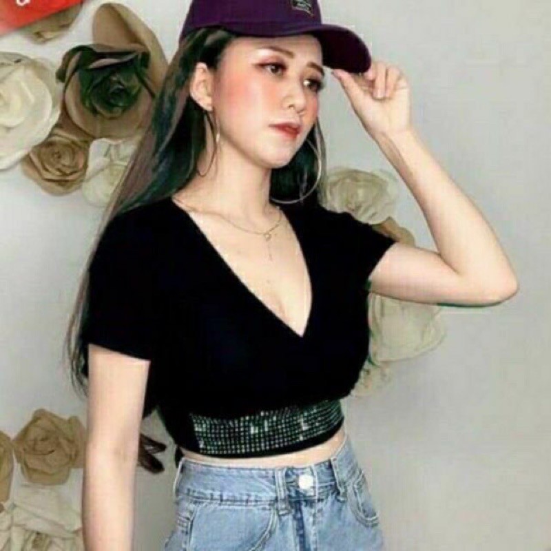 [HCM]Áo croptop đính cườm