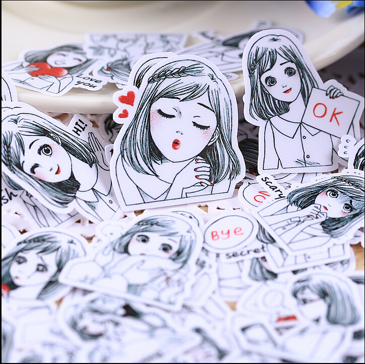 [HCM]Set 15 sticker nữ sinh tinh nghịch (Hàng có sẵn - mẫu ngẫu nhiên)