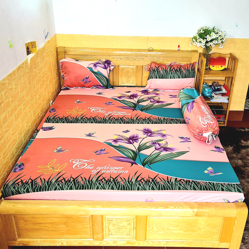 Bộ drap thun Hàn Quốc 4 món size 1m2/1m4/1m6/ 1m8*2m