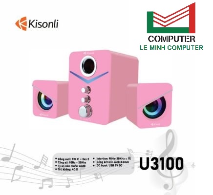 Loa vi tính 2.1 kisonli u3100 pink led jack 3.5mm