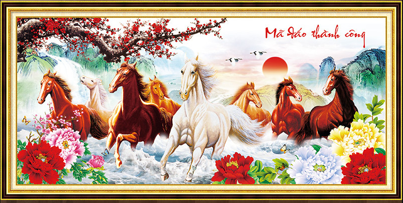 Tranh đính đá mã đáo thành công kt:100x50cm _lg1155_chưa đính đá